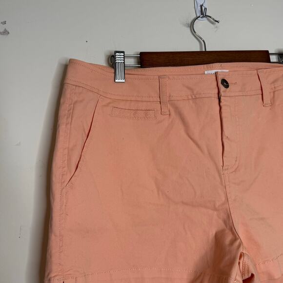Market & Spruce Flat Front Chino Shorts in Coral NWT Size 16 - Picture 3 of 8